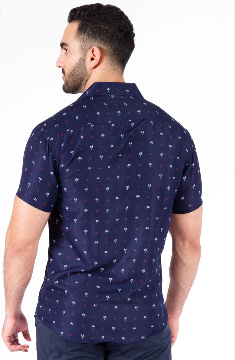 Bespoke bc collection button up dress shirt. Palms navy