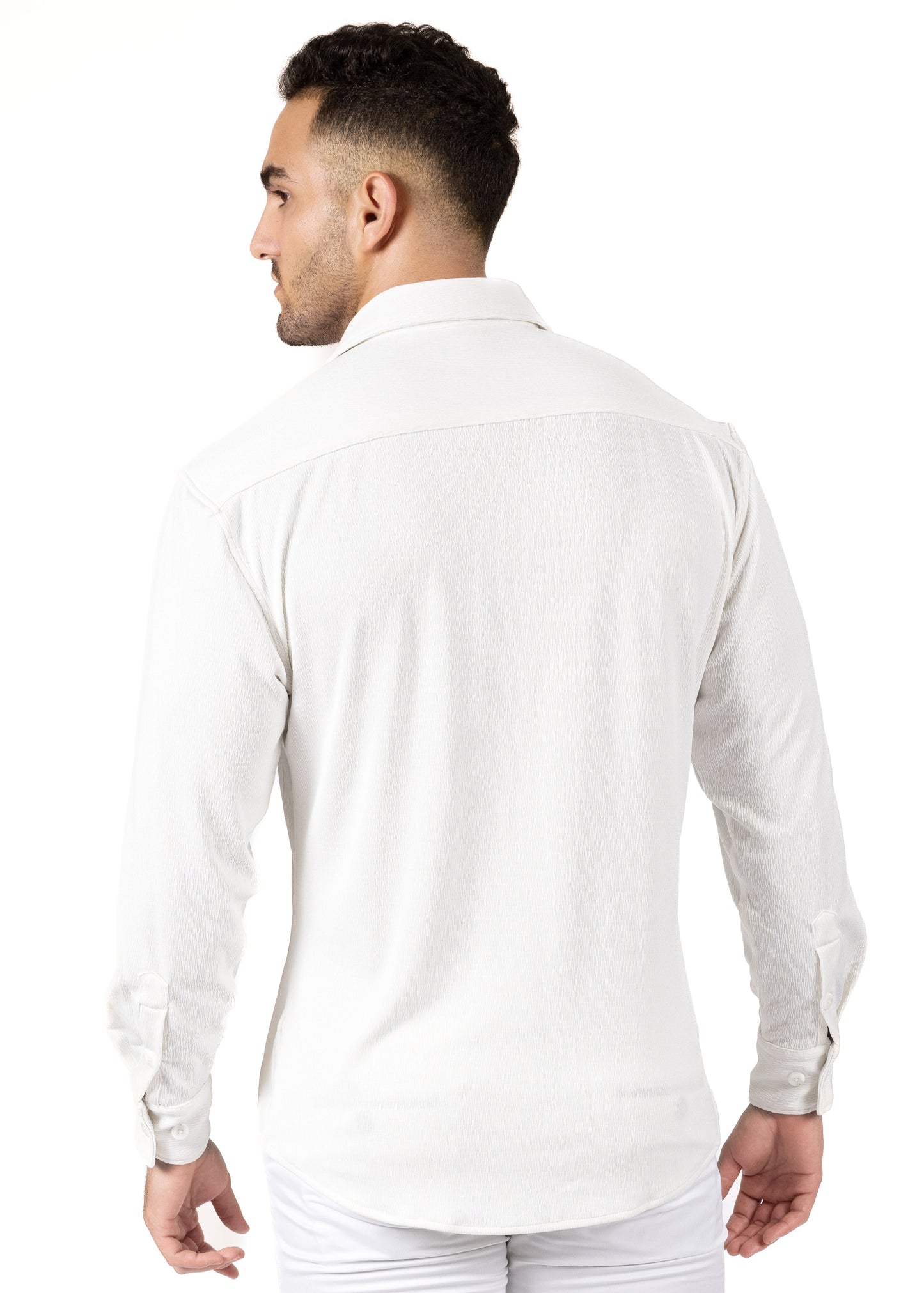 Bespoke textured Long Sleeve Dress shirt - White