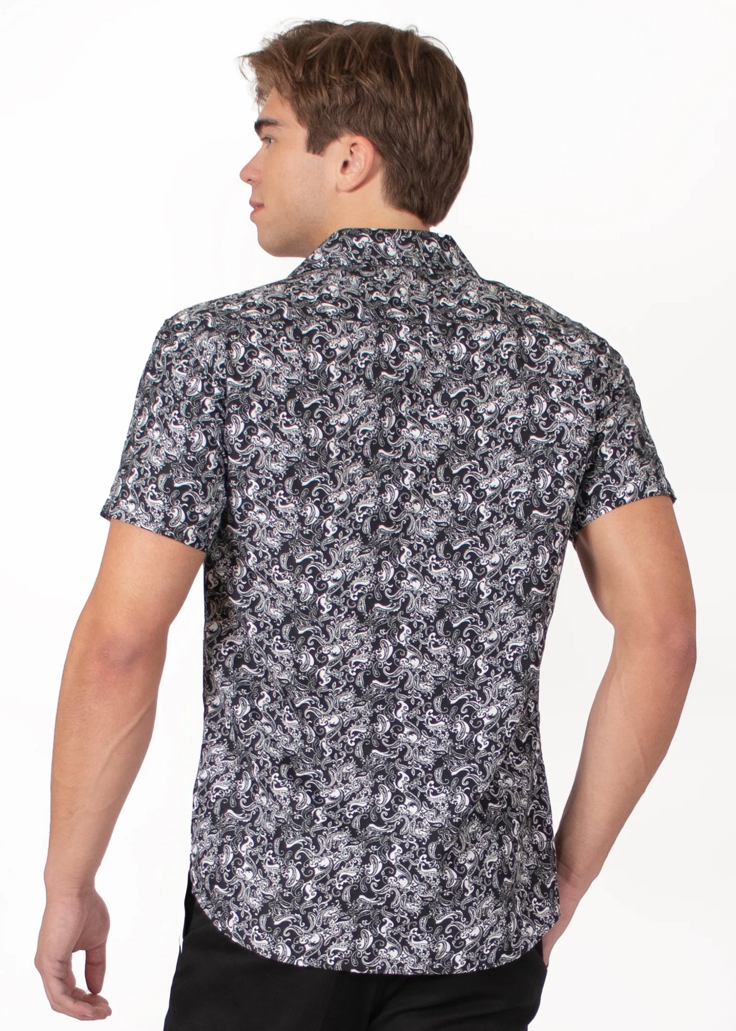 Bespoke bc collection button up dress shirt. Paisley black