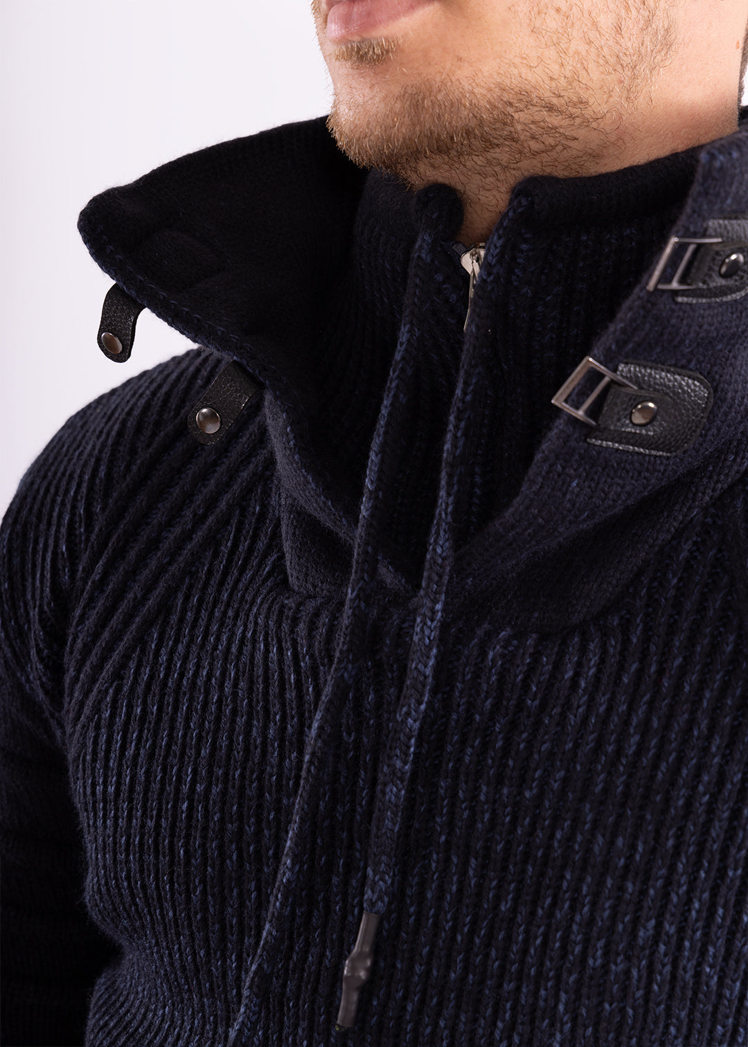 Bespoke zip collar Ribbed pullover slim fit sweater