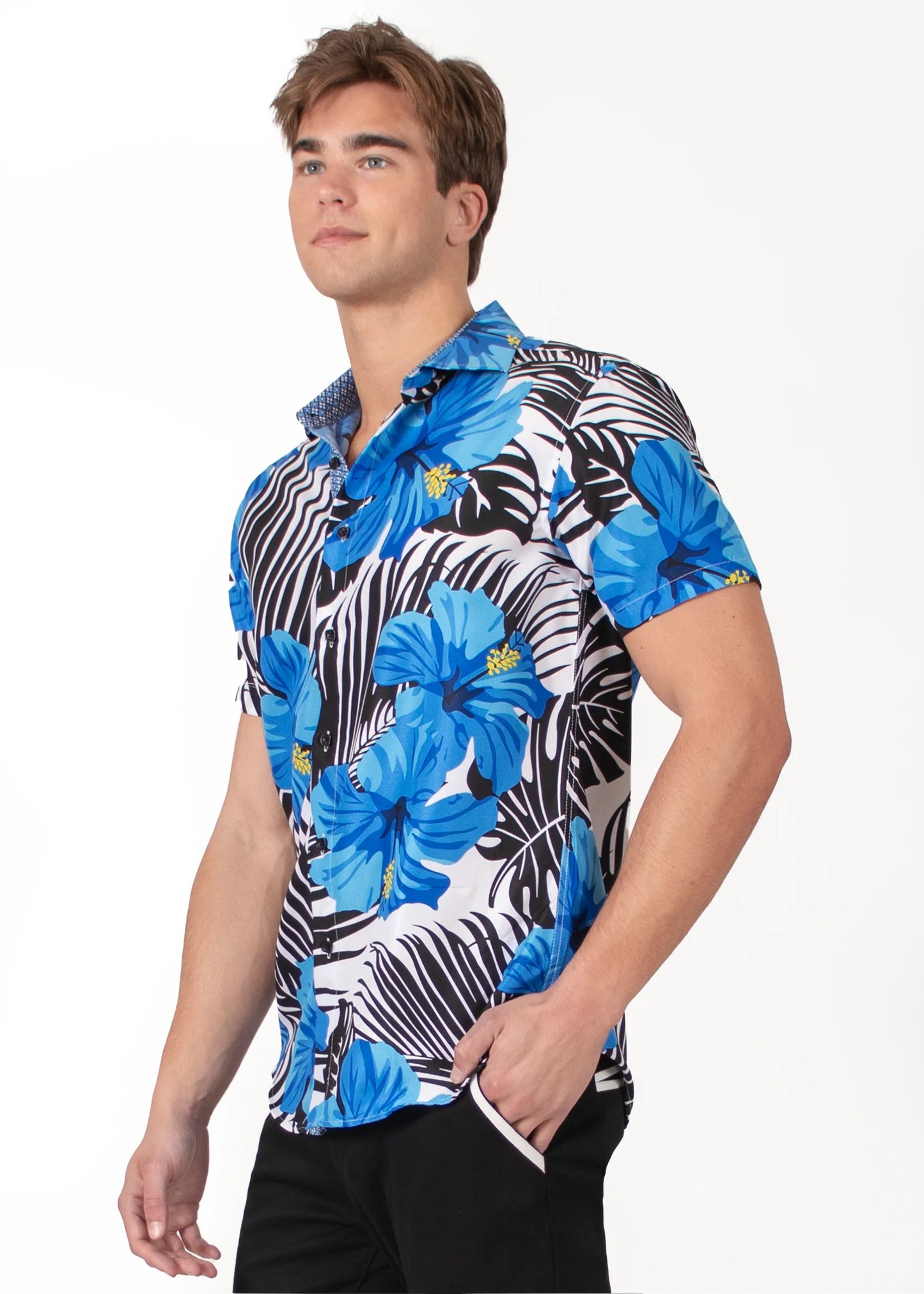 Bespoke bc collection button up dress shirt. Hawaii blue