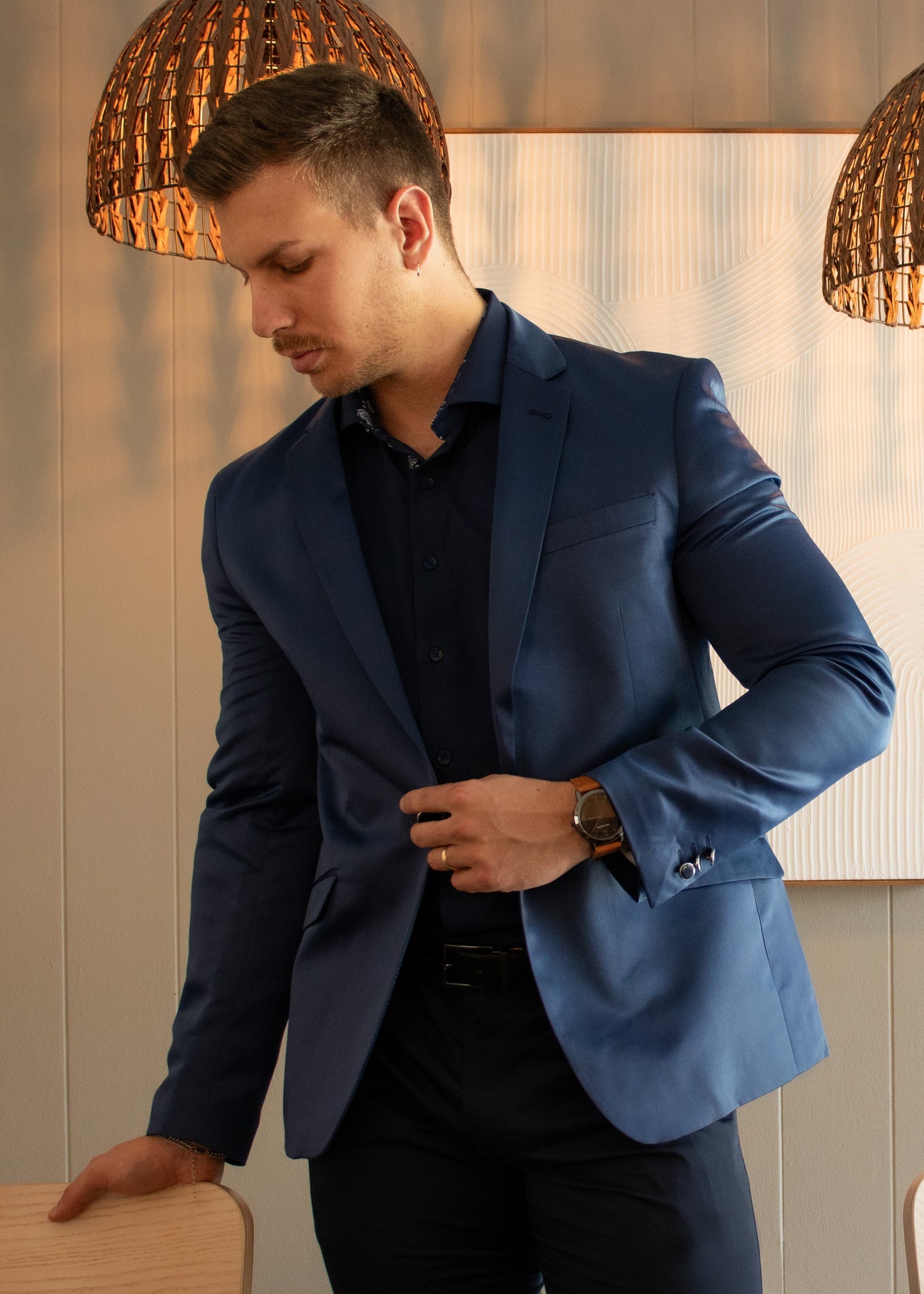 Bespoke Moda Navy Satin finish Blazer