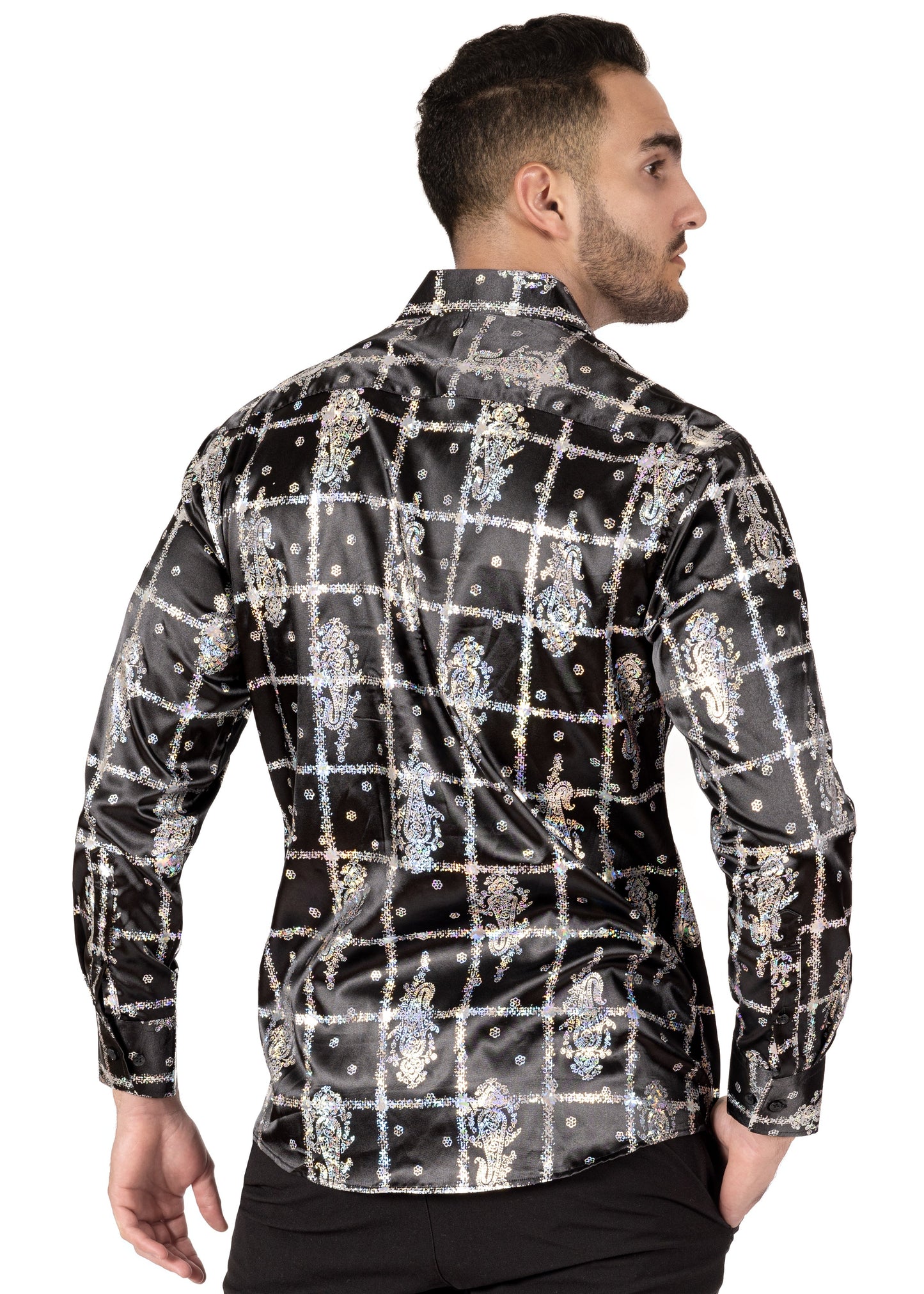 Bespoke Cross Woven Luxe Long Sleeve Dress shirt - Black