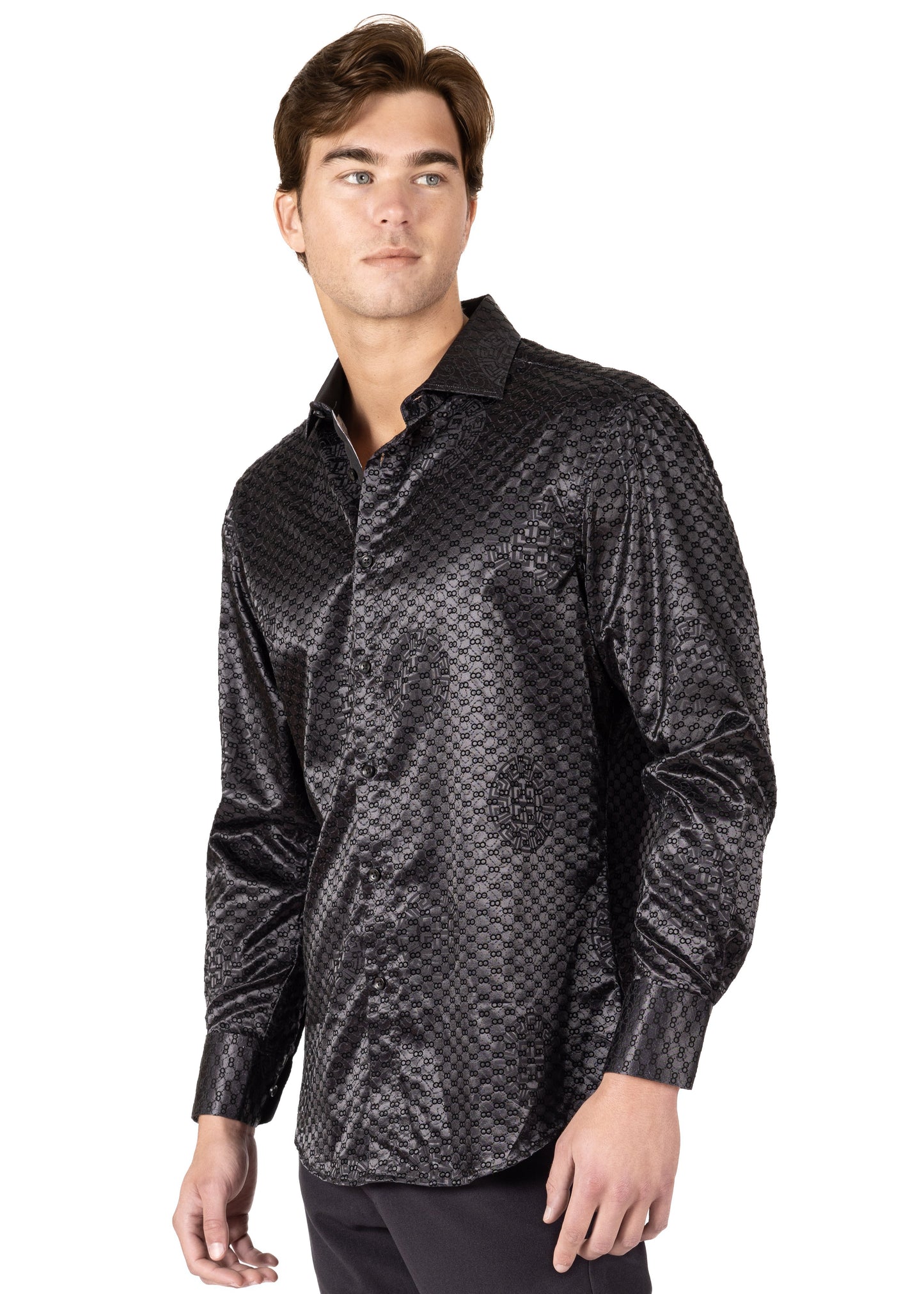 Bespoke Chain Craft Black Long Sleeve Dress shirt