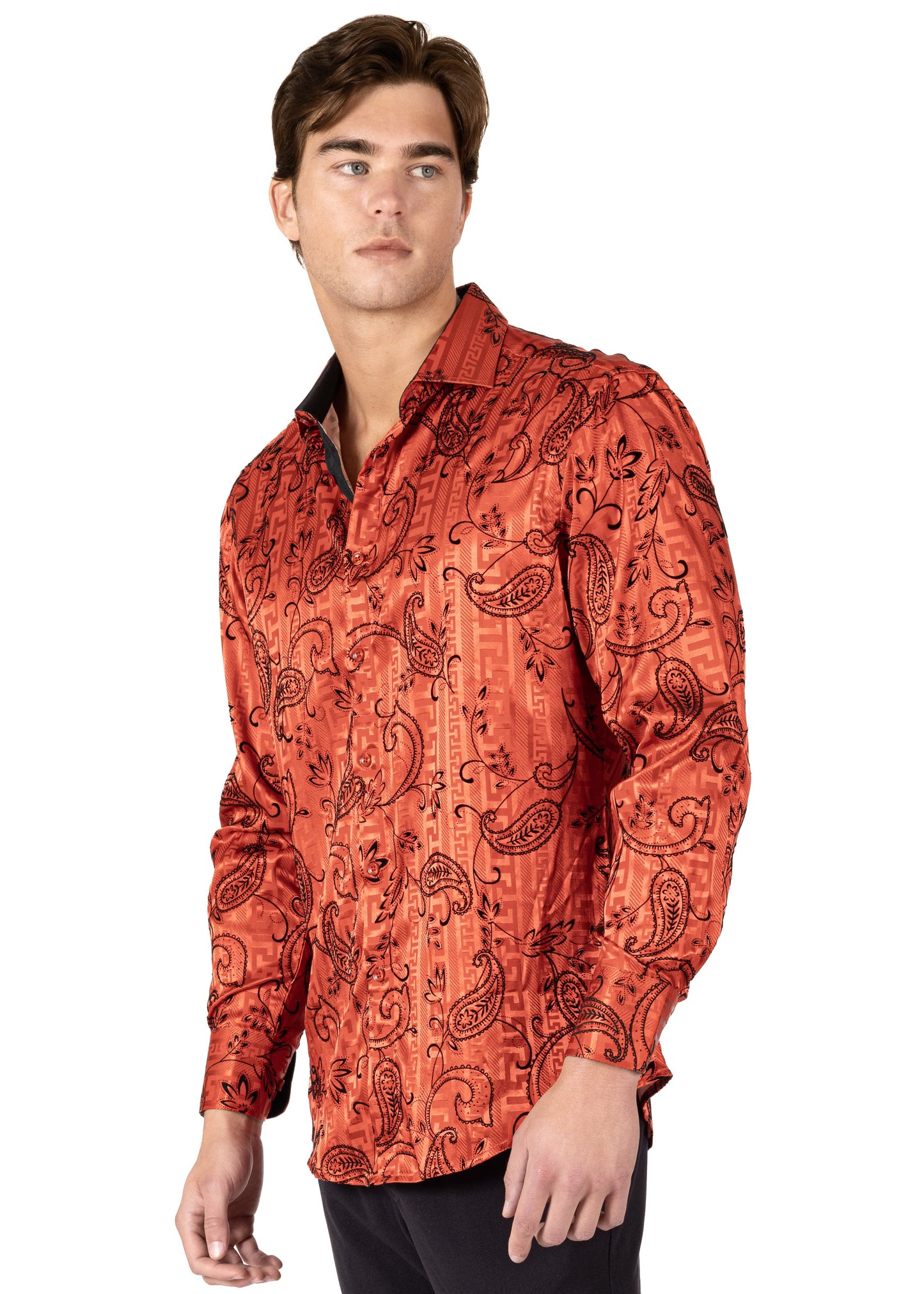 Bespoke Moda Mediterranean Essence Red Long Sleeve Dress shirt