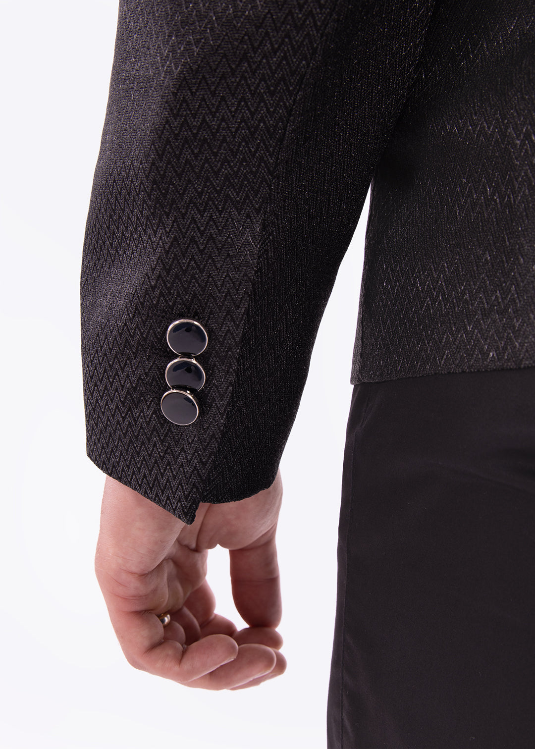 Bespoke Moda Black Micro Zig-Zag Blazer