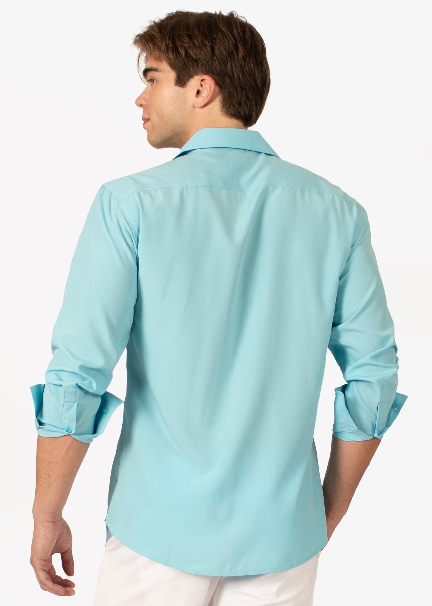 Bespoke Solid essential long sleeve button up dress shirt - Turquoise