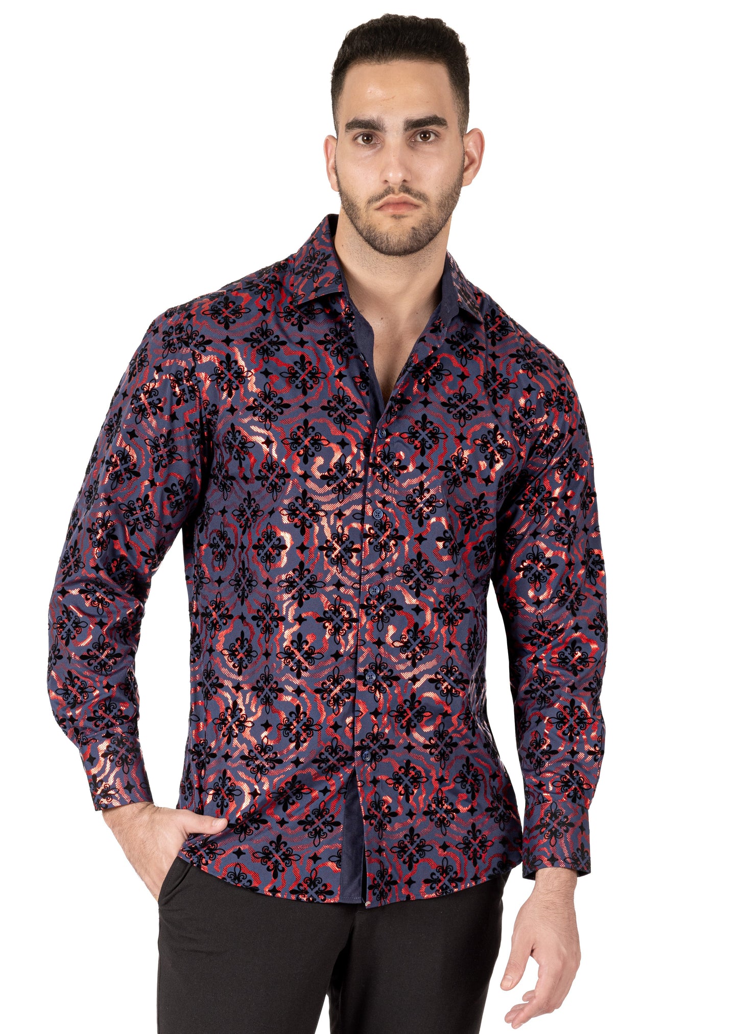 Bespoke Colonial Crest Long Sleeve Dress shirt - Navy