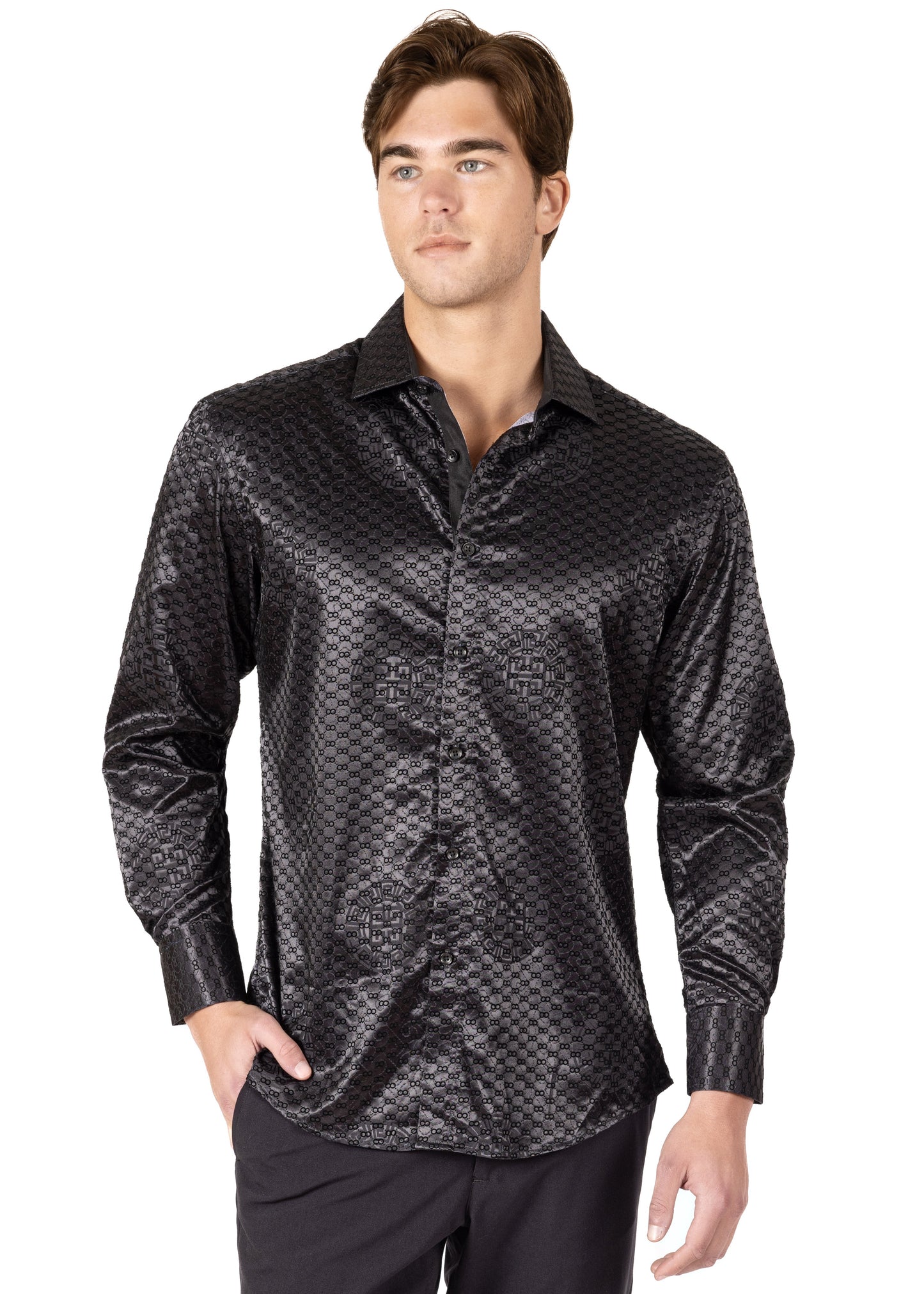 Bespoke Chain Craft Black Long Sleeve Dress shirt