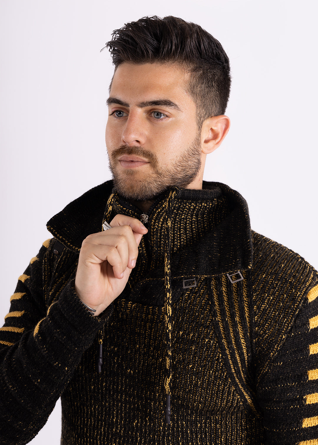 Bespoke zip collar Ribbed pullover slim fit sweater