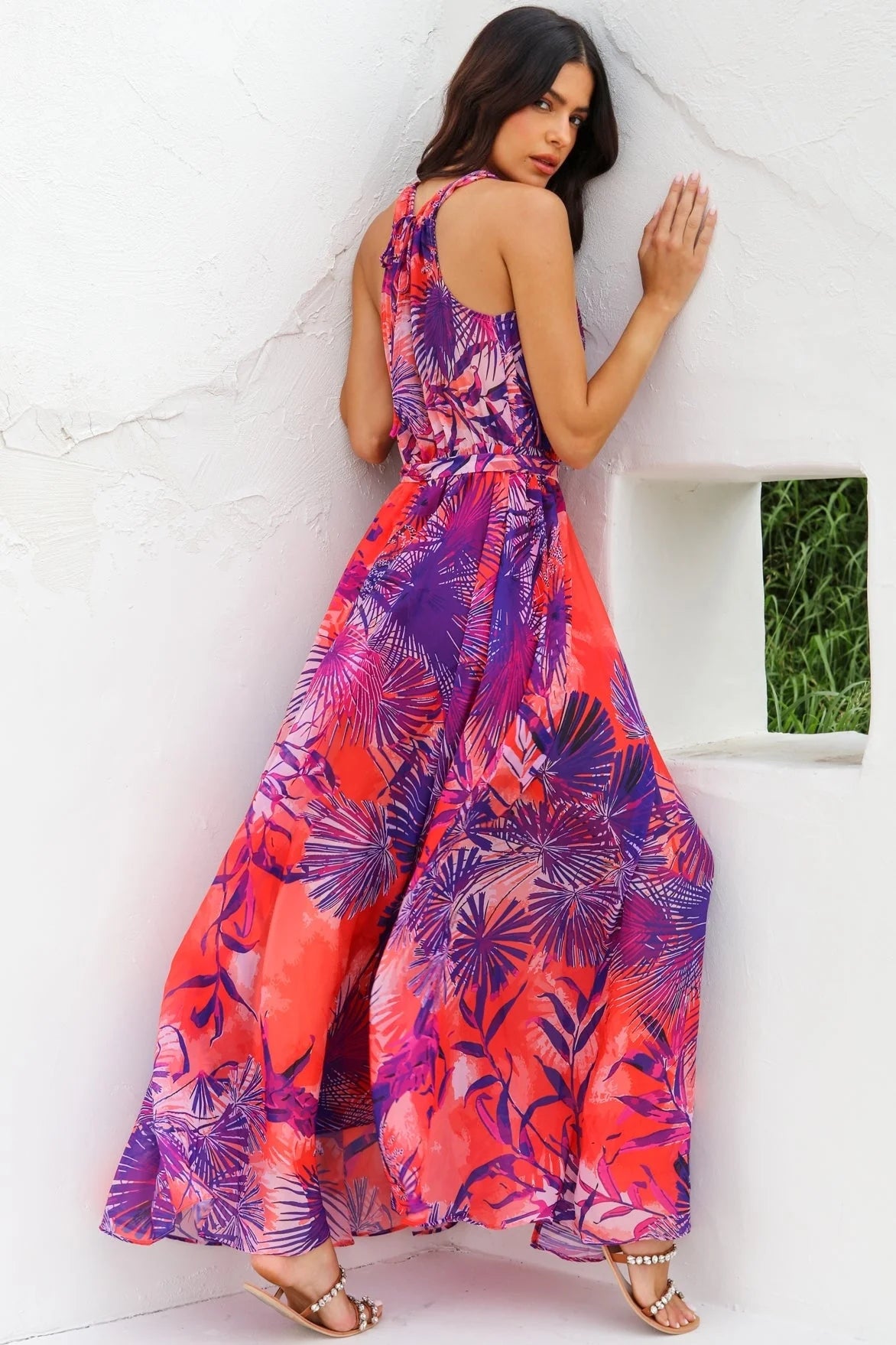Dolcessa Violet Oasis Crystal Maxi Dress