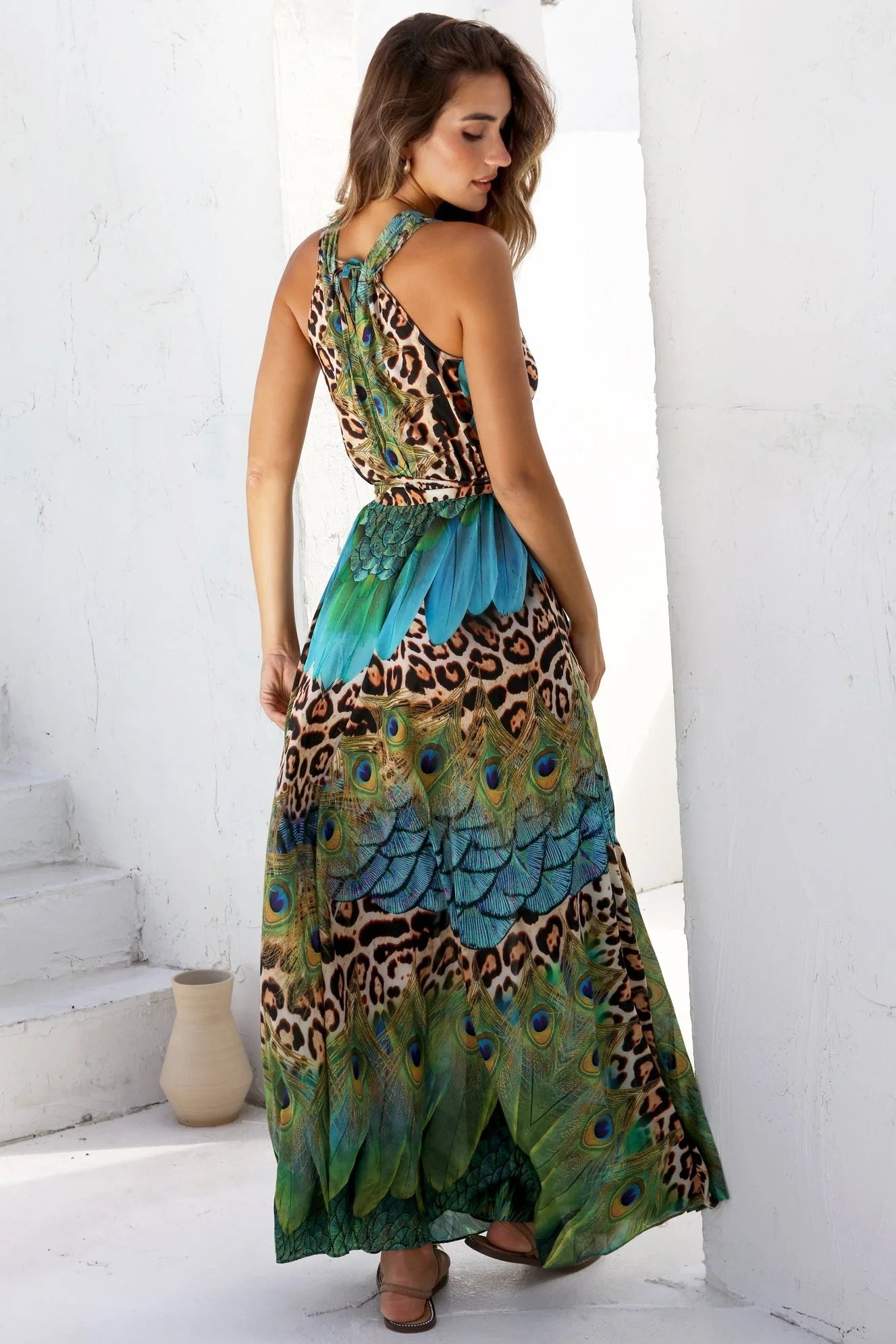 Dolcessa Emerald Savannah Crystal Maxi Dress